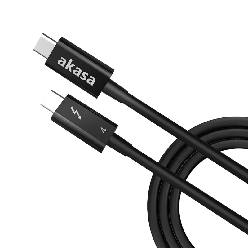 Akasa Thunderbolt 4 USB-C na USB-C kábel 1m 40Gbps 100W PD 8K60Hz čierna