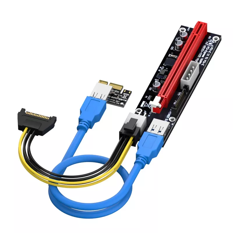 Akasa 6 sád PCIe riser adaptérová karta pre GPU mining X16 na X1