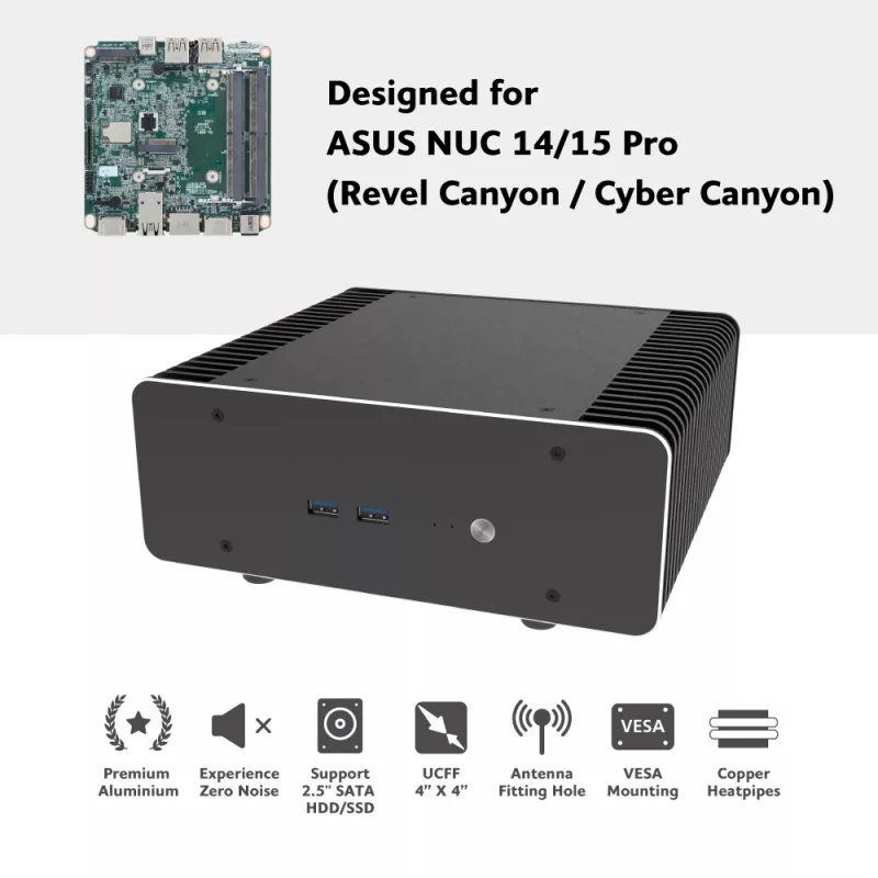 Akasa Maxwell RC Pro Premium puzdro bez ventilátora pre ASUS NUC 14 Pro Revel
