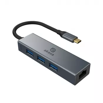 Akasa USB Type-C 4-v-1 hub s Ethernet 1 x RJ45 3 USB-A USB 3.2 Gen 1