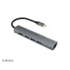 Akasa AK-CBCA22-18BK USB-C multiport adaptér - USB 3.2 Gen 1 Type-C na HDMI, RJ-45, USB-A - hliník - čierny - 18 cm