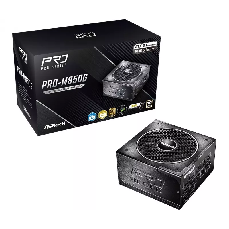 ASRock PRO-M850G 850W 80 PLUS Gold plne modulárny ATX 3.0 napájací zdroj
