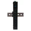 Exsys USB 3.2 Gen 1 10-portový kovový hub s DIN lištou, VIA VL811+ čipset, 5 Gbps, 5V/4A napájací zdroj, 1,8m kábel