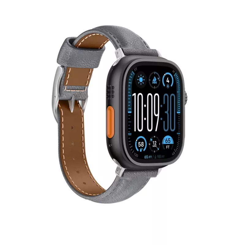 AMAZINGTHING Class Band Kožený remienok pre Apple Watch 45/46/49 mm - Sivá