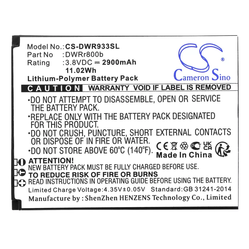 CAMERON SINO batéria Typ DWRR800B 6BT-R800B-2901 pre router D-Link DWR-933 B1 / CS-DWR933SL