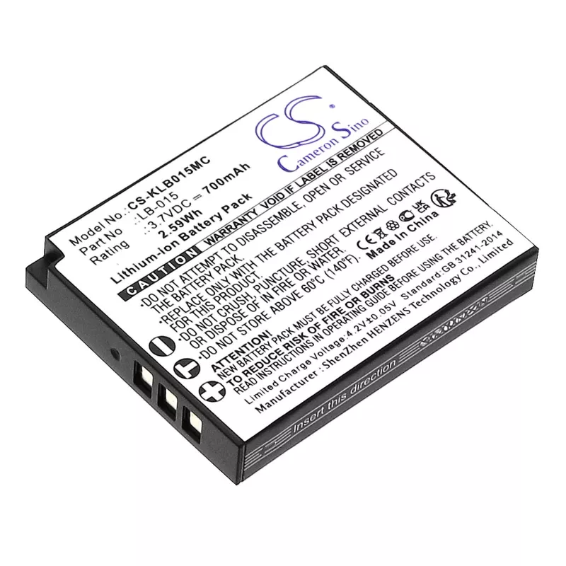 Cameron Sino CS-KLB015MC náhradná batéria pre Kodak LB-015, WPZ2, 3,7V 750mAh Li-Ion