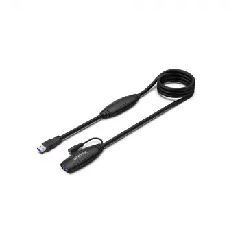 UNITEK USB 3.1 aktívny predlžovací kábel 15m, zosilňovač signálu, čierny