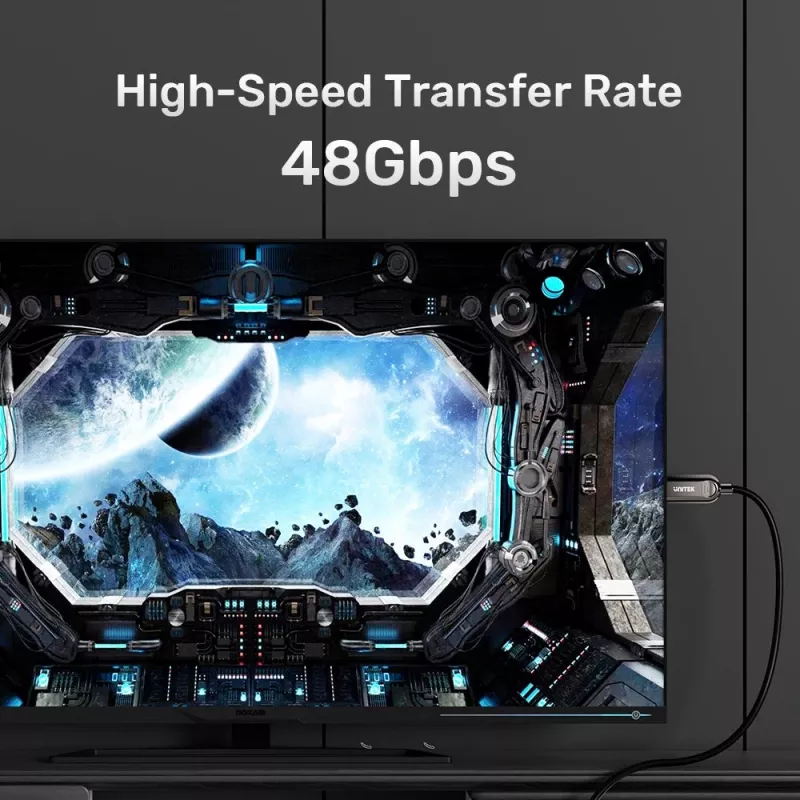 UNITEK aktívny optický HDMI 2.1 kábel 8K 120Hz 70m čierny