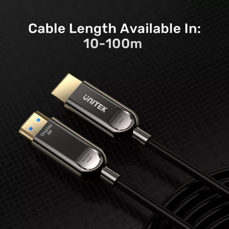 UNITEK aktívny optický HDMI 2.1 kábel 8K 120Hz 70m čierny