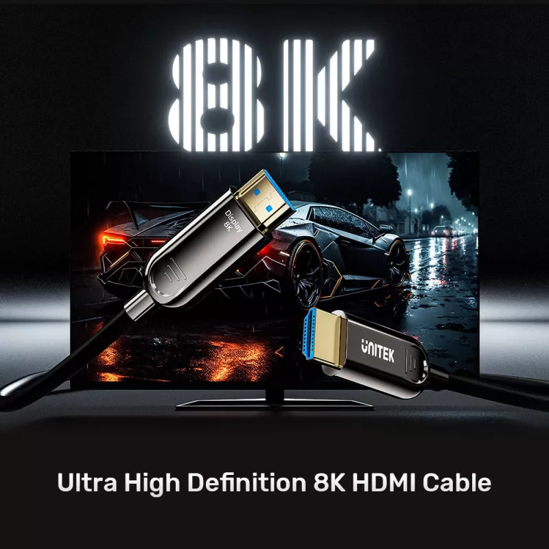 UNITEK HDMI 2.1 aktívny optický kábel (AOC) 8K 60Hz 4K 120Hz 100m čierny