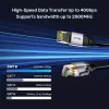 UNITEK Cat.8 S/FTP Ethernet patch kábel 10m RJ45 40Gbps 2000MHz pozlátený čierny