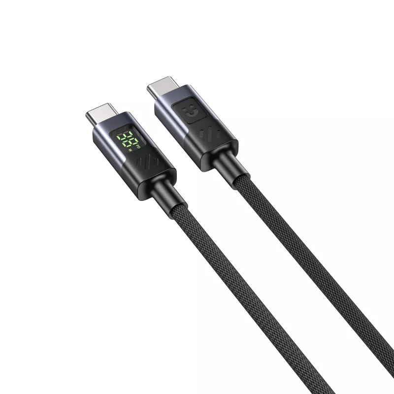 UNITEK USB-C PD 60W 480Mbps kábel s displejom 2m pletený čierny