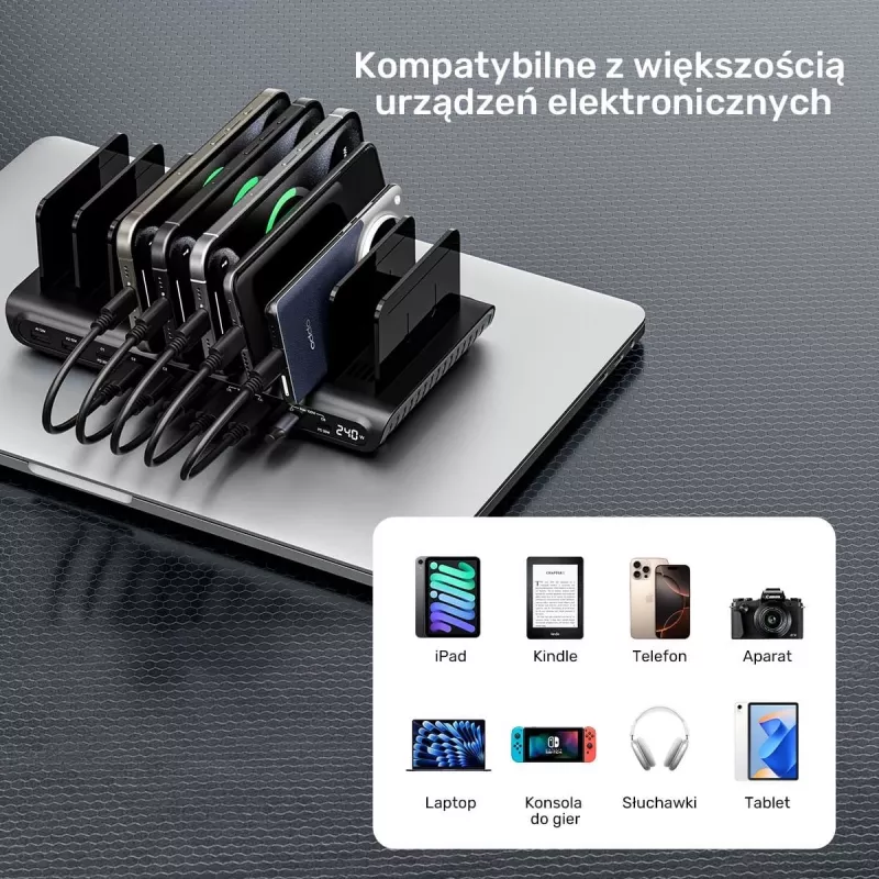 UNITEK 10-port USB-C & USB-A 240W nabíjacia stanica