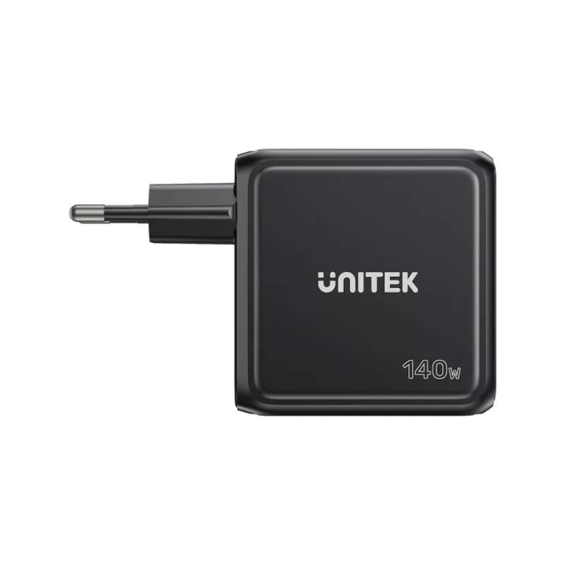 UNITEK GaN nabíjačka s displejom 140W 3xUSB-C 1xUSB-A PD3.0 QC4.0 čierna