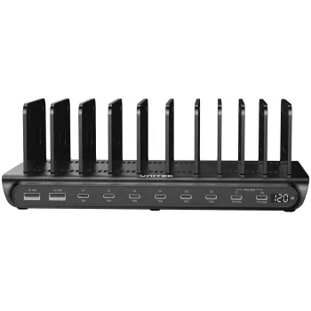 UNITEK 10-portová inteligentná nabíjacia stanica USB-A/USB-C 120W PD 3.0 čierna
