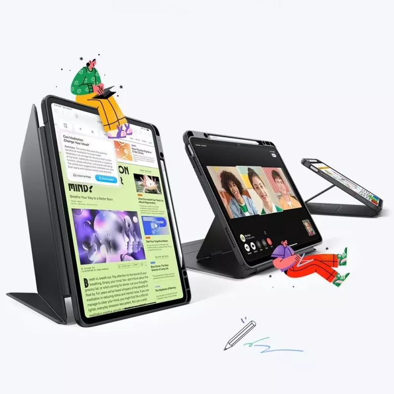 ESR Flip Hybrid puzdro pre iPad Air 13 palcov 1 / 2 / 3 / 2024-2026 čierne