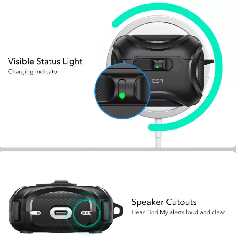ESR Cyber FlickLock HaloLock Puzdro MagSafe pre Apple AirPods Pro 3, Čierne