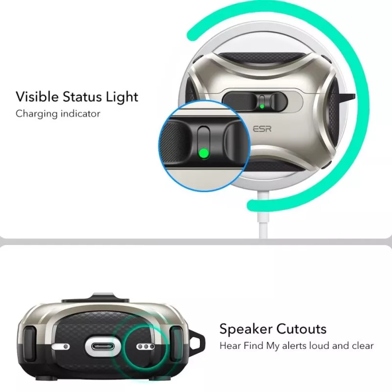 ESR Cyber FlickLock HaloLock Puzdro MagSafe pre Apple AirPods Pro 3, Titánové