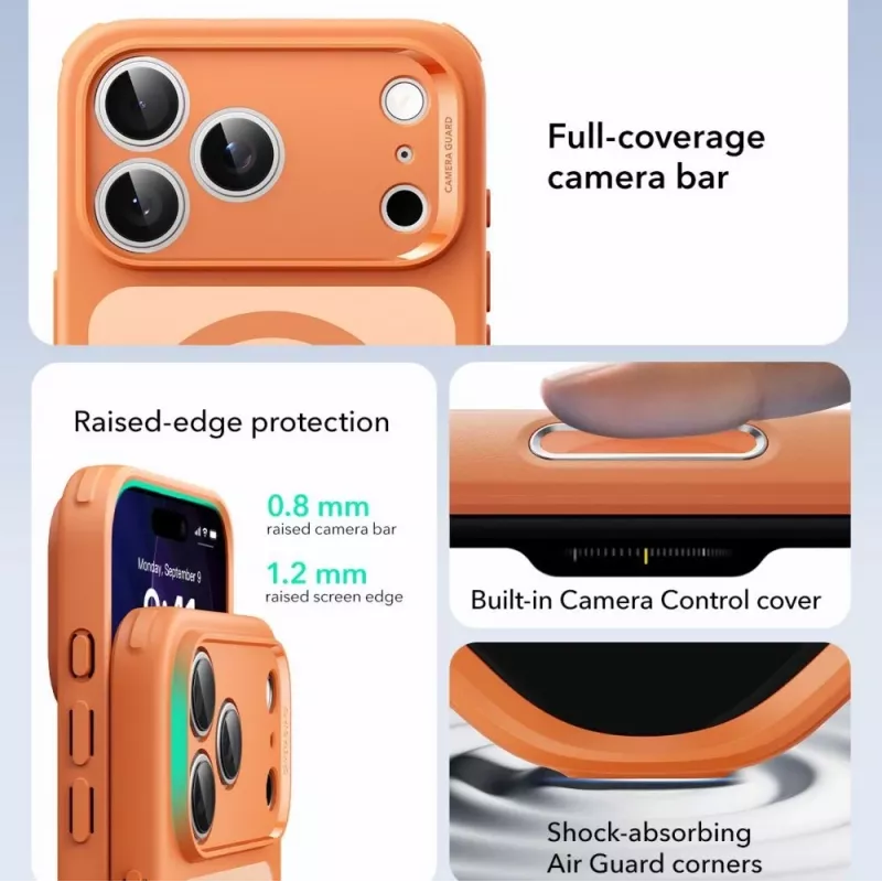ESR Classic Hybrid MagSafe puzdro pre Apple iPhone 17 Pro Max, matná oranžová