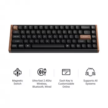 Keychron K6H-J1 65% Magnetic čierna drôtová mechanická klávesnica s Gateron Hall Effect spínačmi