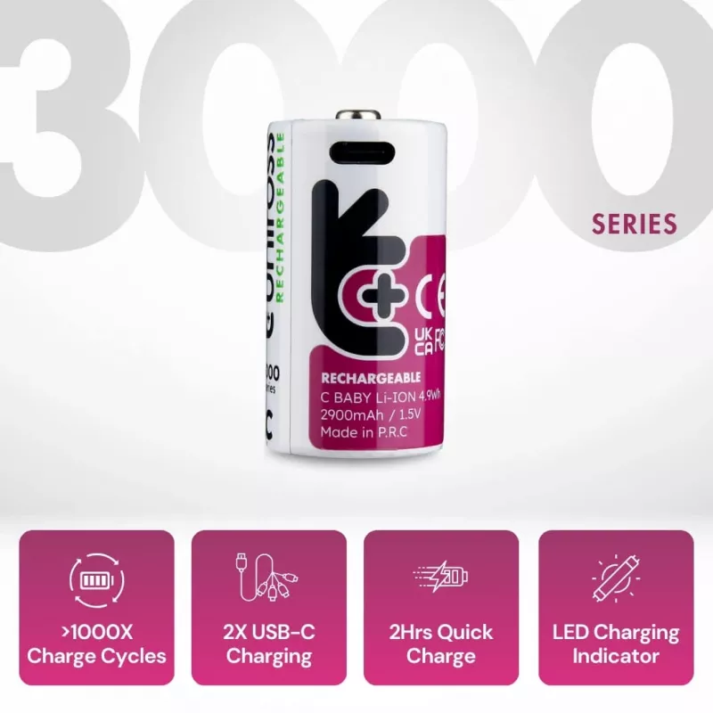 Uniross USB-C C/HR14 akumulátor Li-Ion 3000mAh, balenie 2 ks