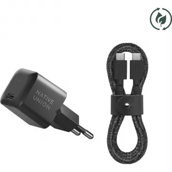 Native Union 30W USB-C rýchla GaN nabíjačka čierna + USB-C kábel Cos.
