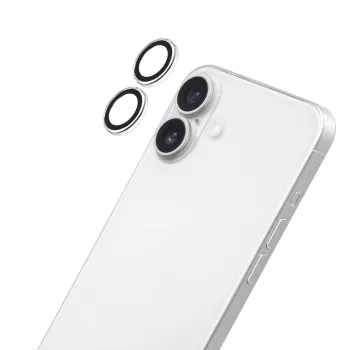 LAUT Ring ochrana objektívu fotoaparátu pre Apple iPhone 16 / 16 Plus - prémiové tvrdené sklo, tvrdosť 9H, priehľadné s čiernym prstencom