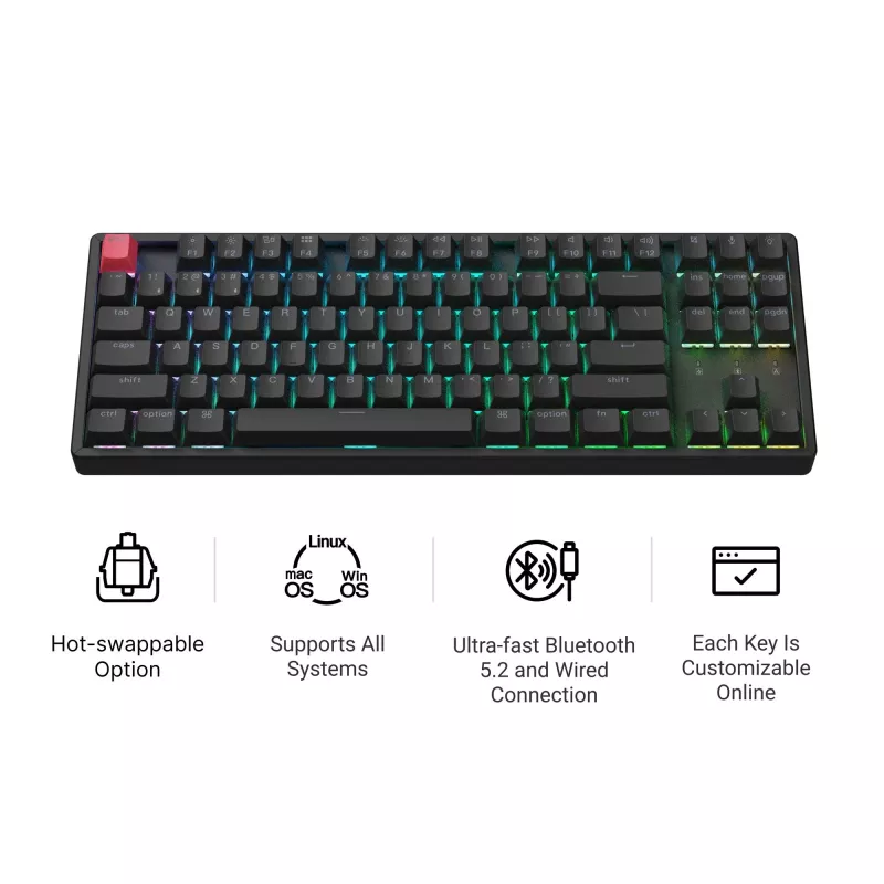 Keychron K8X-J3 80% TKL Brown Switch RGB Hot-Swap čierna