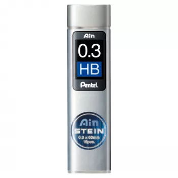 Pentel AinStein HB 0,3 mm balenie náhradných tuh, sivá, 15 tuh