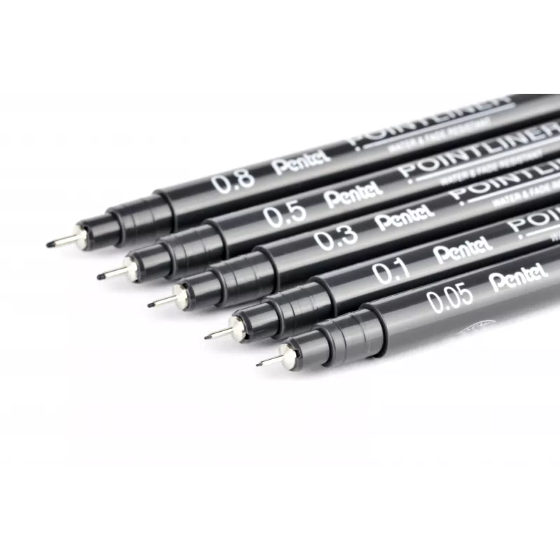 Súprava fineliner Pentel Pointliner, čierna