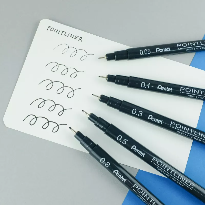 Súprava fineliner Pentel Pointliner, čierna