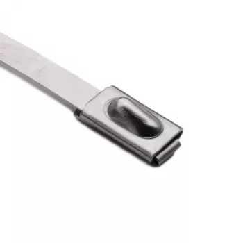 HellermannTyton 111-93088 nerezové káblové pásky s PA11 povlakom, dĺžka 201 mm, šírka 4,6 mm, hrúbka 0,3 mm, priemer zväzku 50 mm, kovové/strieborné, balenie 100 ks