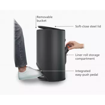 Joseph Joseph Arc 10L Easy-Push Matt Black pedálový odpadkový kôš