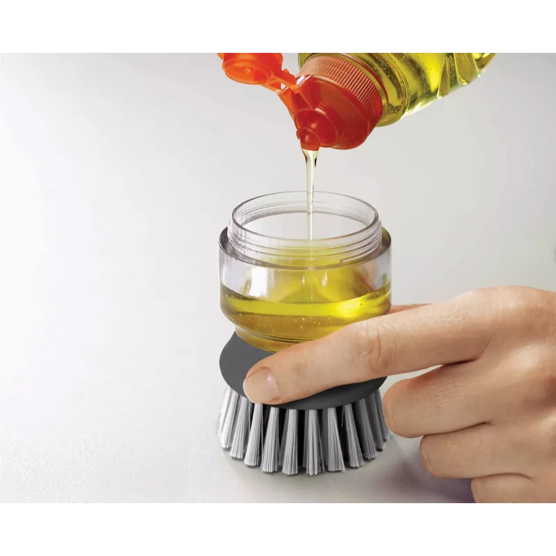 Joseph Joseph Palm Scrub Grey kefa na umývanie riadu s integrovaným dávkovačom saponátu