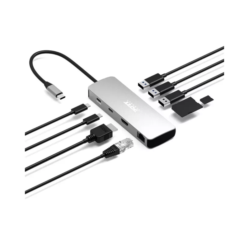PORT Designs USB-C 9-in-1 dokovacia stanica s 4K HDMI a 85W PD - Space Grey