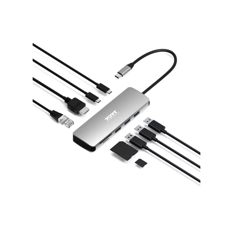 PORT Designs USB-C 9-in-1 dokovacia stanica s 4K HDMI a 85W PD - Space Grey
