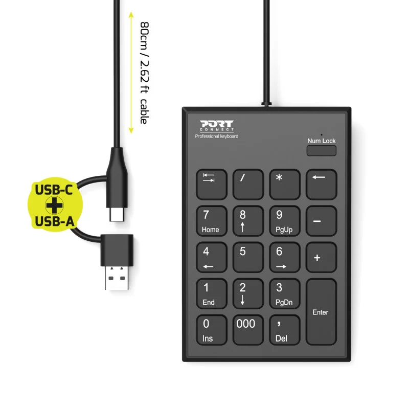 PORT Designs PORT Connect numerická klávesnica USB-C čierna