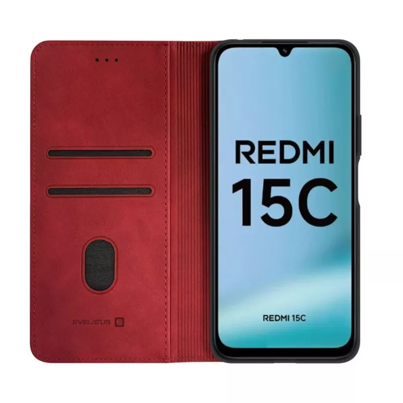 Evelatus Xiaomi Redmi 15C 4G/5G knižné puzdro folio červené