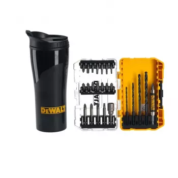 DEWALT 25-dielna sada vrtákov a bitov do skrutkovača s termohrnčekom