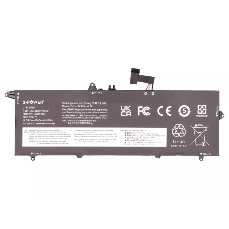 2-Power hlavná batéria pre Lenovo ThinkPad T490S 20NX - 55 Wh Li-ion