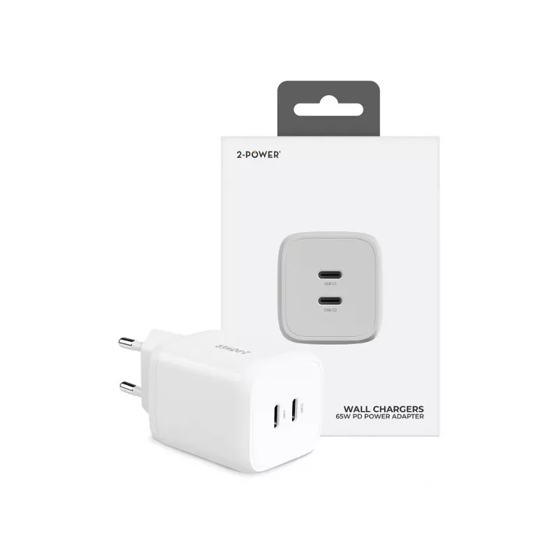 2-Power 65W nástenná nabíjačka PD GaN 2 x USB-C