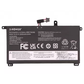 2-Power hlavná batéria pre Lenovo ThinkPad P52S 20LB - 2000 mAh