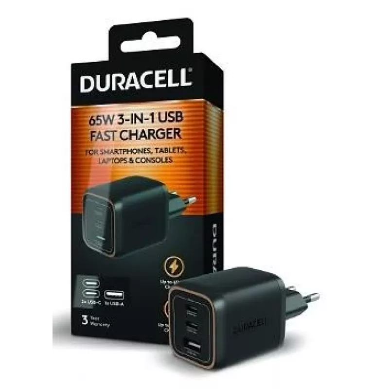 Duracell nástenná nabíjačka PD 65W GaN 2 x USB-C
