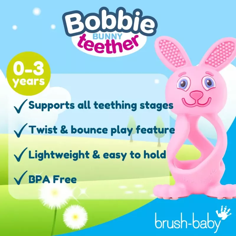 Brush Baby Bobbie Bunny hryzadlo - ružovočervená