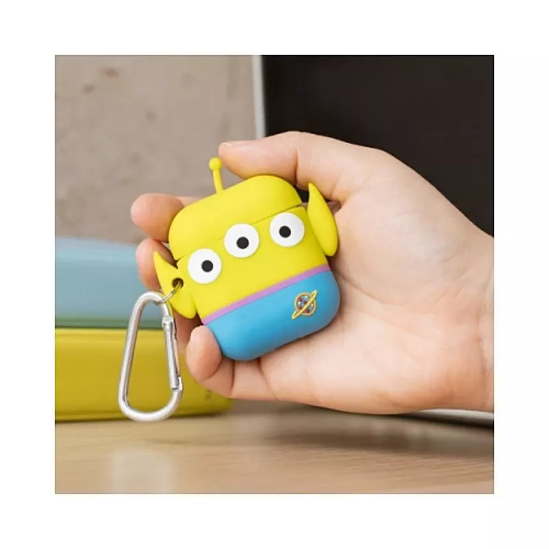 ThumbsUp! PowerSquad 3D silikónové puzdro na AirPods, Alien, modré/biele/žlté