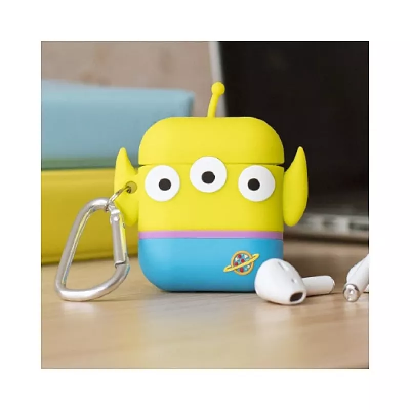 ThumbsUp! PowerSquad 3D silikónové puzdro na AirPods, Alien, modré/biele/žlté