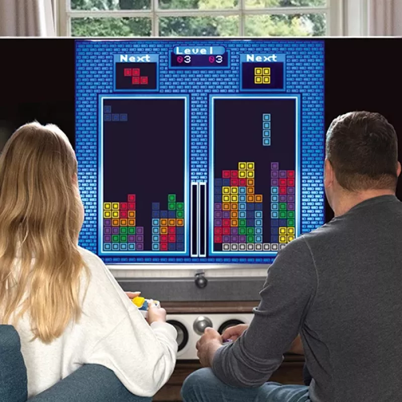 FIZZ CREATIONS Tetris Duel retro arkádová konzola pre dvoch hráčov s 2 káblovými gamepadmi Plug & Play
