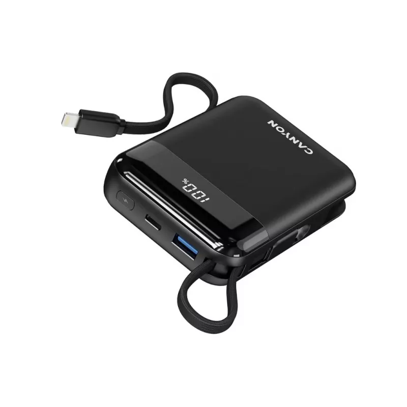 Canyon OnPower 104 10000 mAh Power Bank s USB-C a Lightning káblom čierna