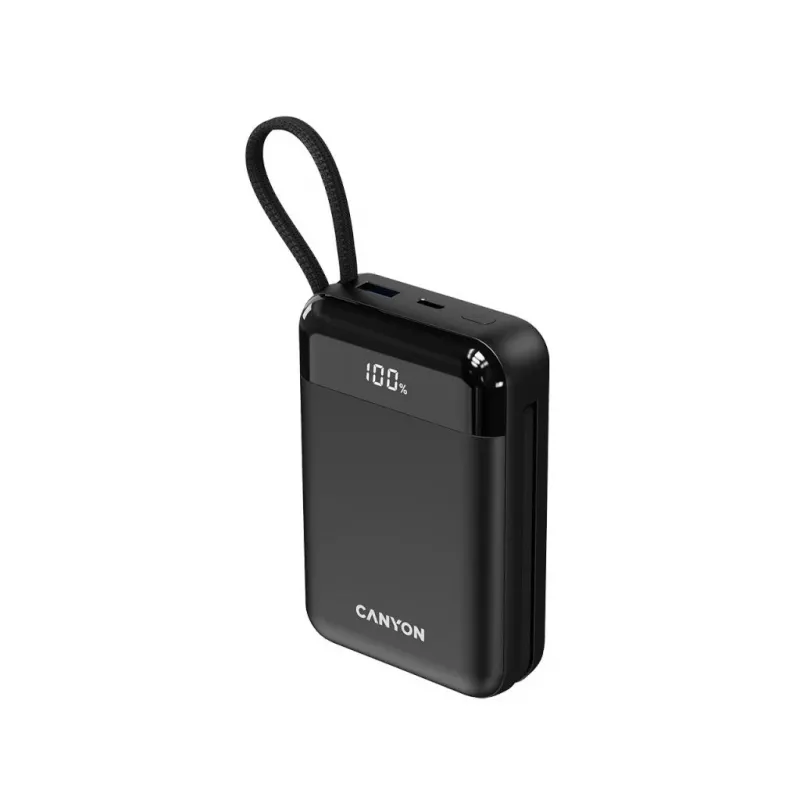 Canyon OnPower 204 20000 mAh Powerbank s USB-C a Lightning káblami, čierna