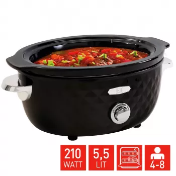 FRITEL Family pomalý hrniec 5.5 Liter 210W čierna/chróm